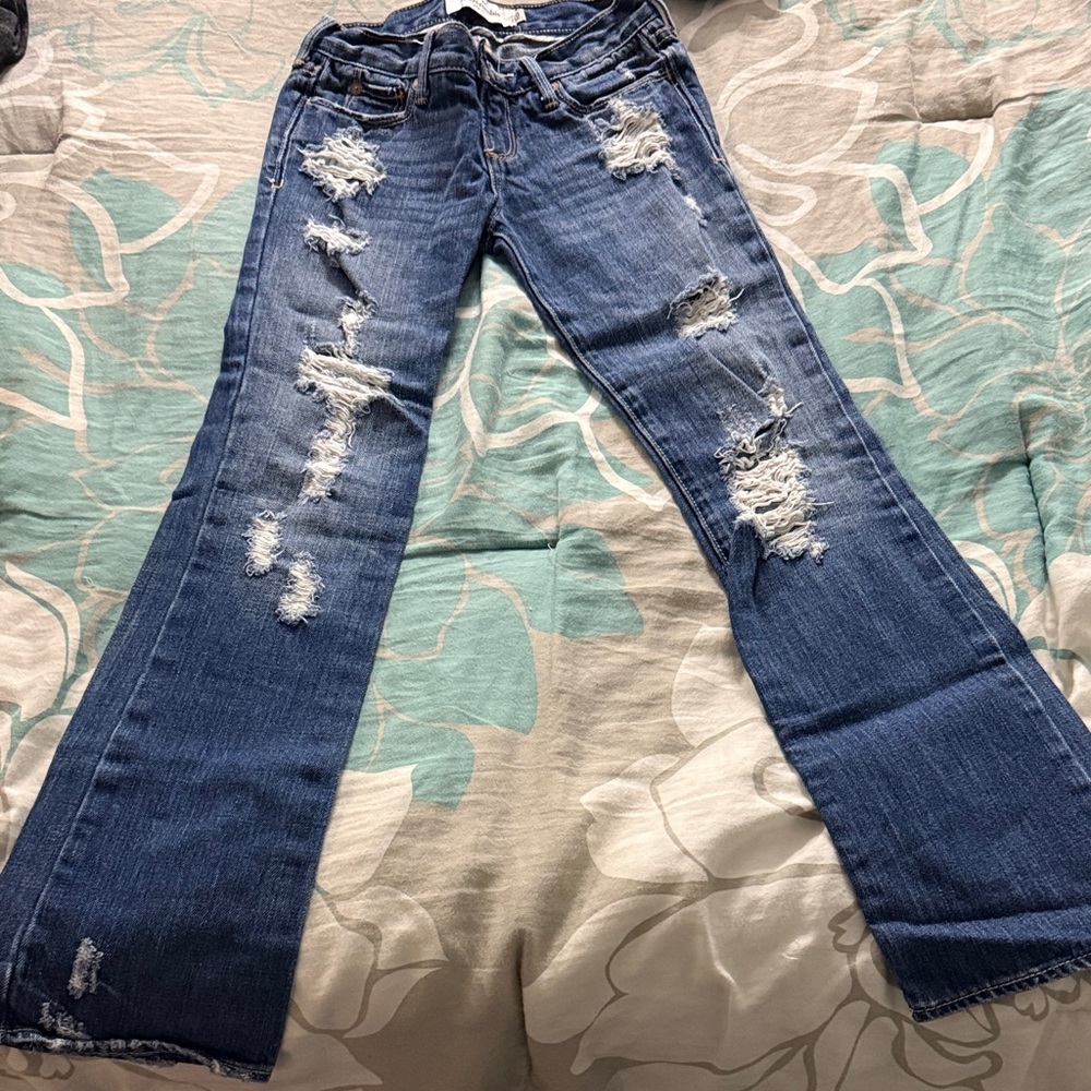 Abercrombie & Fitch Kids Distressed Blue Flare Jeans
